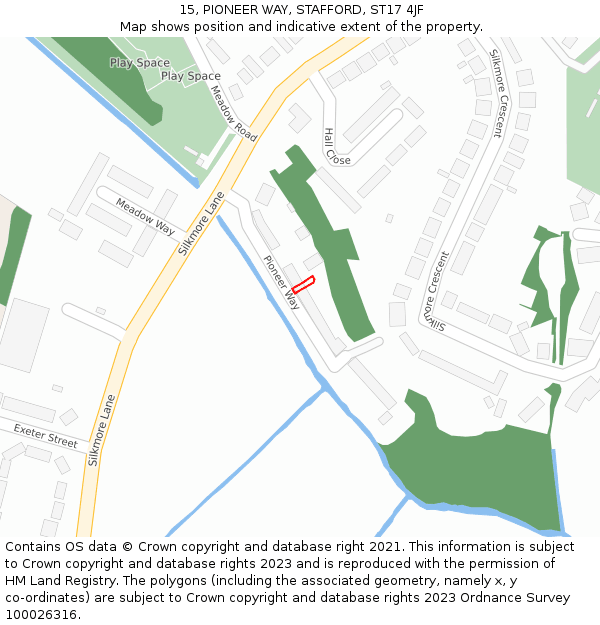 15, PIONEER WAY, STAFFORD, ST17 4JF: Location map and indicative extent of plot