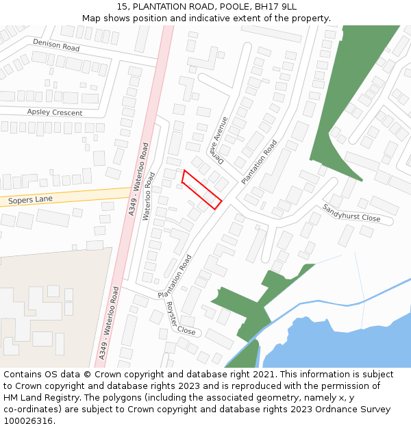 15, PLANTATION ROAD, POOLE, BH17 9LL: Location map and indicative extent of plot