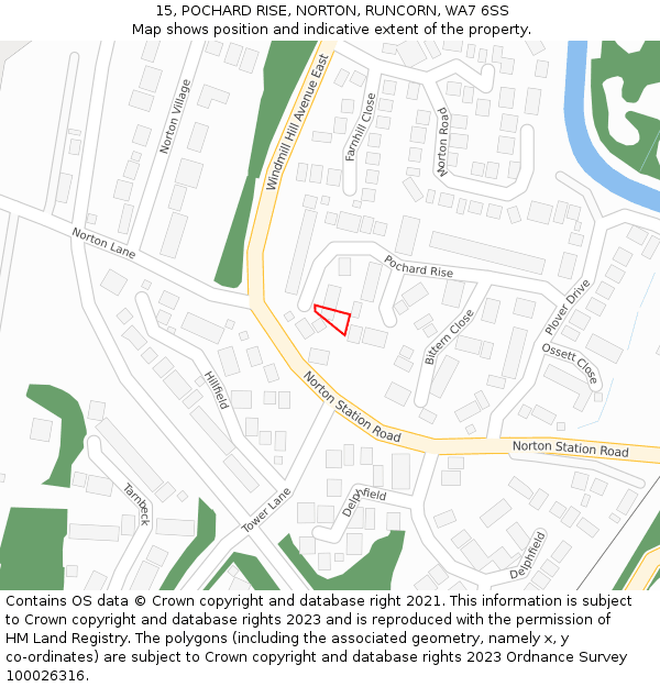 15, POCHARD RISE, NORTON, RUNCORN, WA7 6SS: Location map and indicative extent of plot