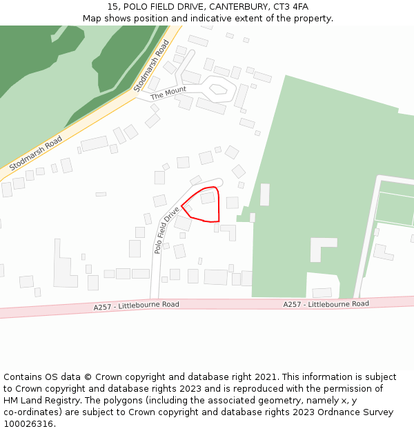 15, POLO FIELD DRIVE, CANTERBURY, CT3 4FA: Location map and indicative extent of plot