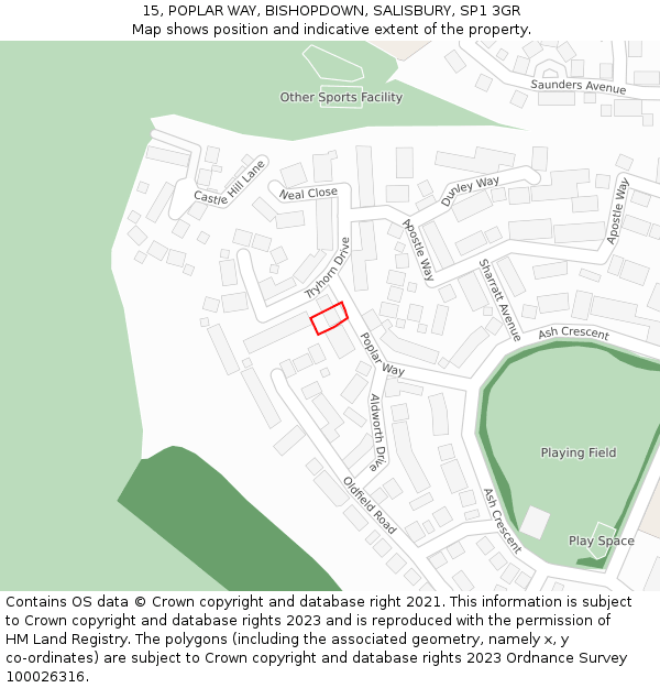 15, POPLAR WAY, BISHOPDOWN, SALISBURY, SP1 3GR: Location map and indicative extent of plot