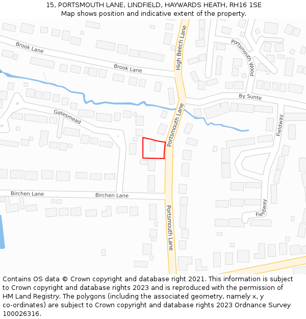 15, PORTSMOUTH LANE, LINDFIELD, HAYWARDS HEATH, RH16 1SE: Location map and indicative extent of plot