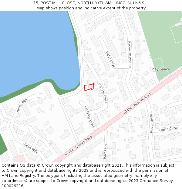 15, POST MILL CLOSE, NORTH HYKEHAM, LINCOLN, LN6 9HL: Location map and indicative extent of plot