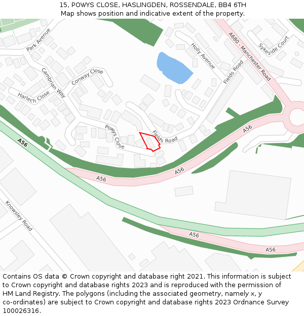 15, POWYS CLOSE, HASLINGDEN, ROSSENDALE, BB4 6TH: Location map and indicative extent of plot