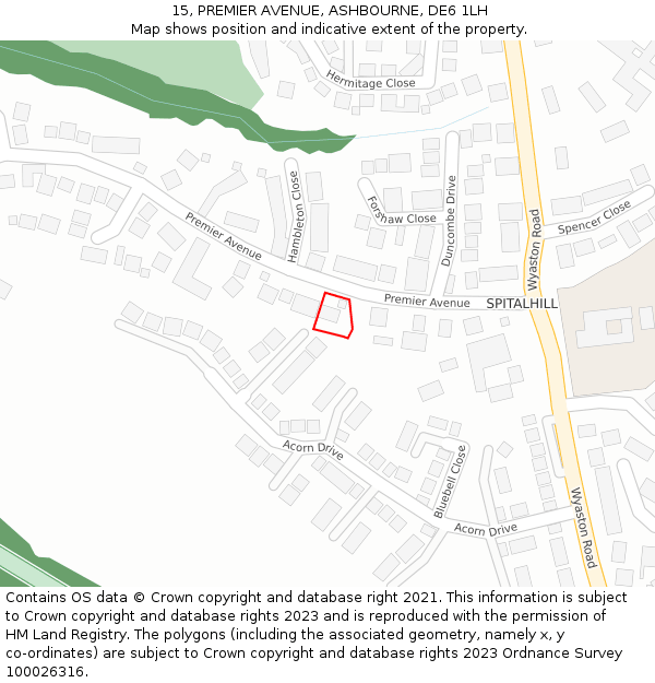 15, PREMIER AVENUE, ASHBOURNE, DE6 1LH: Location map and indicative extent of plot