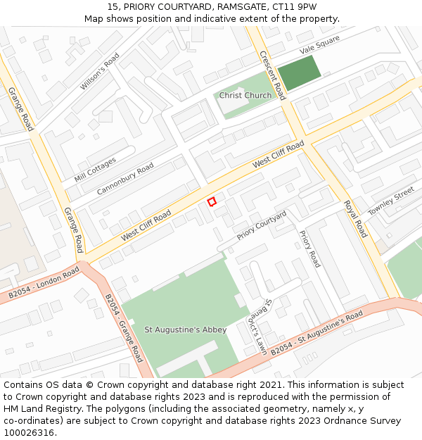 15, PRIORY COURTYARD, RAMSGATE, CT11 9PW: Location map and indicative extent of plot