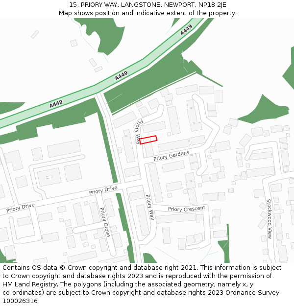 15, PRIORY WAY, LANGSTONE, NEWPORT, NP18 2JE: Location map and indicative extent of plot