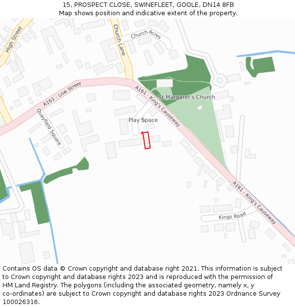 15, PROSPECT CLOSE, SWINEFLEET, GOOLE, DN14 8FB: Location map and indicative extent of plot