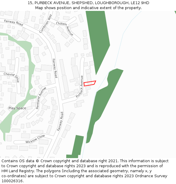 15, PURBECK AVENUE, SHEPSHED, LOUGHBOROUGH, LE12 9HD: Location map and indicative extent of plot