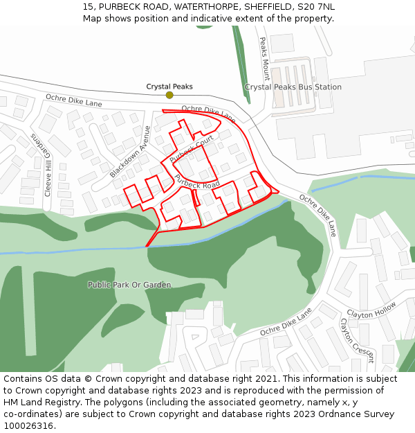 15, PURBECK ROAD, WATERTHORPE, SHEFFIELD, S20 7NL: Location map and indicative extent of plot