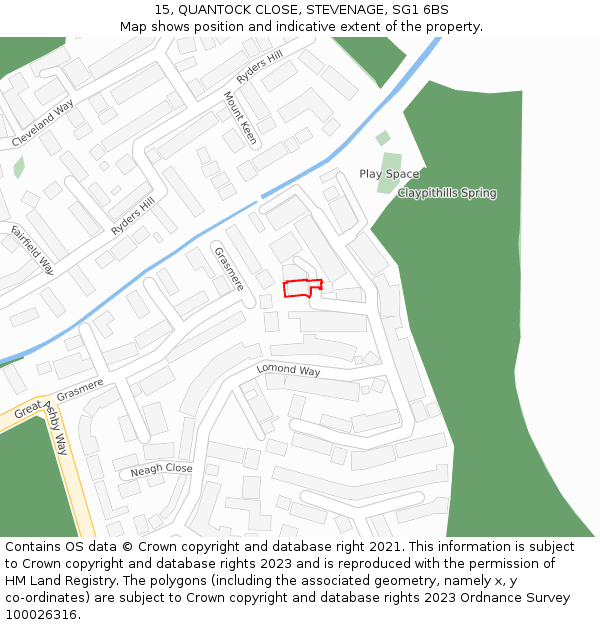 15, QUANTOCK CLOSE, STEVENAGE, SG1 6BS: Location map and indicative extent of plot