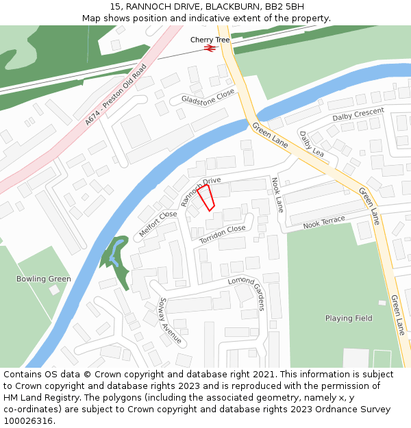 15, RANNOCH DRIVE, BLACKBURN, BB2 5BH: Location map and indicative extent of plot