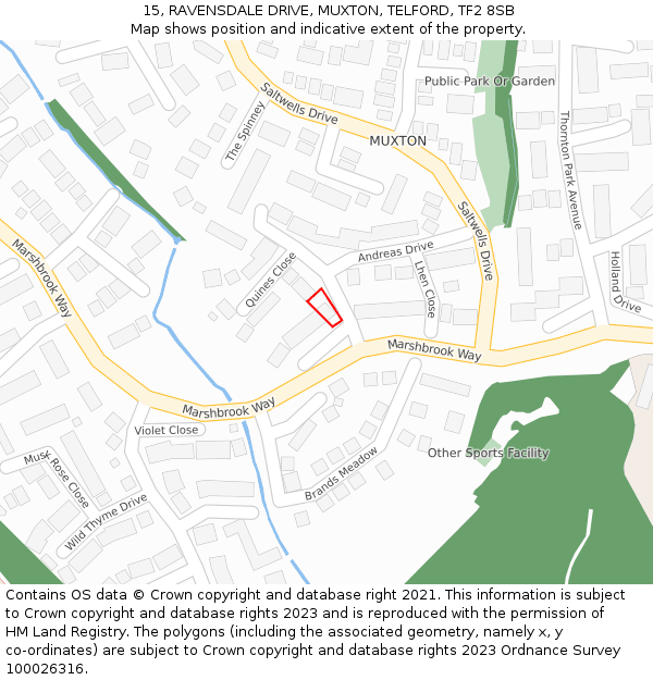 15, RAVENSDALE DRIVE, MUXTON, TELFORD, TF2 8SB: Location map and indicative extent of plot