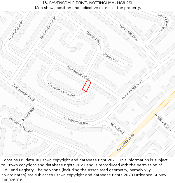 15, RAVENSDALE DRIVE, NOTTINGHAM, NG8 2SL: Location map and indicative extent of plot