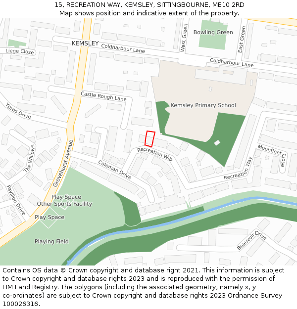 15, RECREATION WAY, KEMSLEY, SITTINGBOURNE, ME10 2RD: Location map and indicative extent of plot