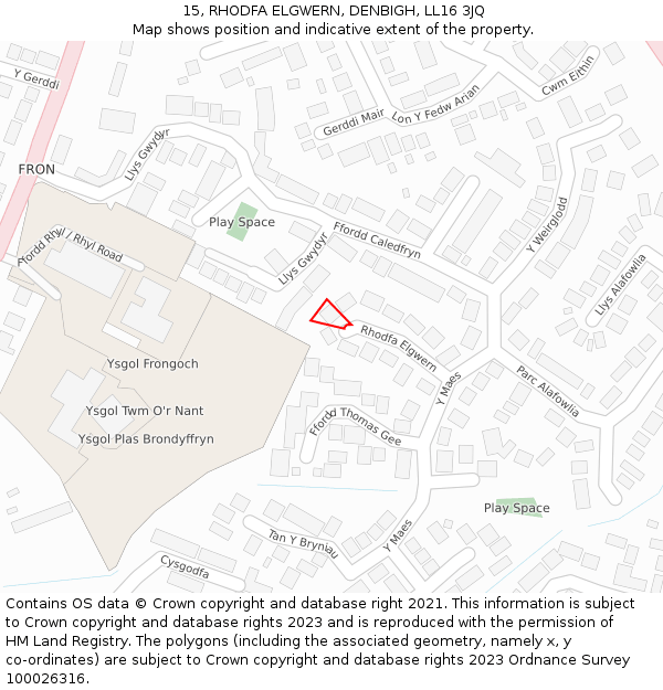 15, RHODFA ELGWERN, DENBIGH, LL16 3JQ: Location map and indicative extent of plot