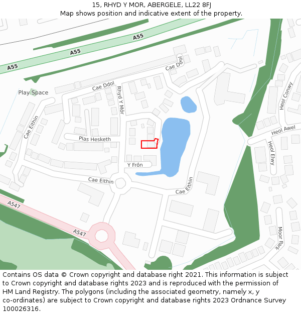 15, RHYD Y MOR, ABERGELE, LL22 8FJ: Location map and indicative extent of plot