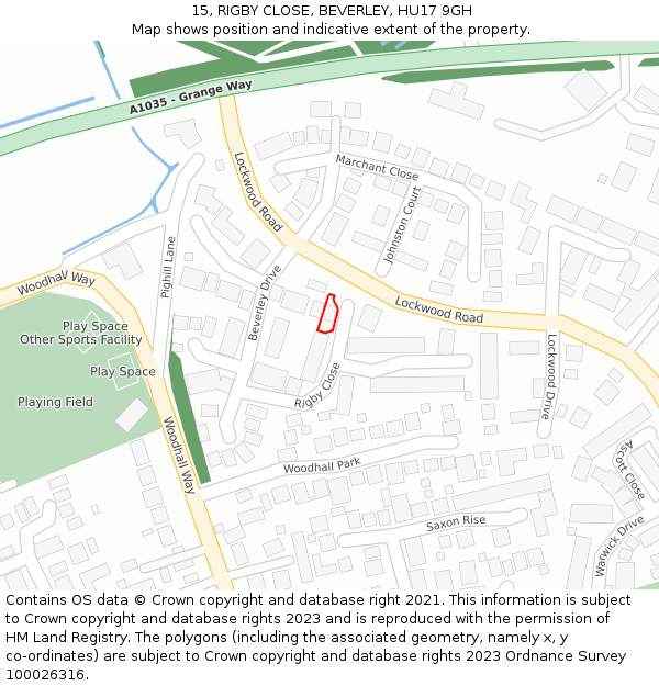 15, RIGBY CLOSE, BEVERLEY, HU17 9GH: Location map and indicative extent of plot