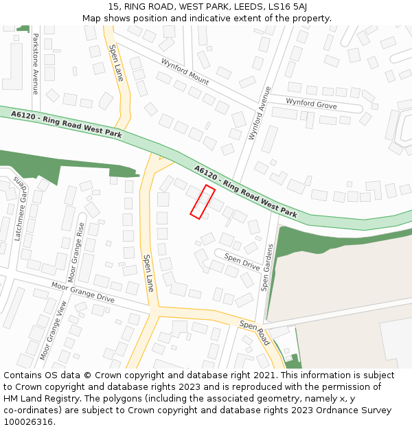 15, RING ROAD, WEST PARK, LEEDS, LS16 5AJ: Location map and indicative extent of plot