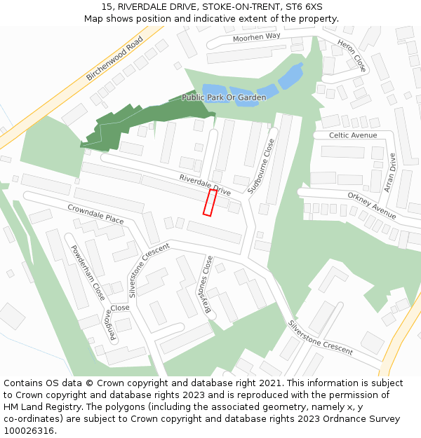 15, RIVERDALE DRIVE, STOKE-ON-TRENT, ST6 6XS: Location map and indicative extent of plot