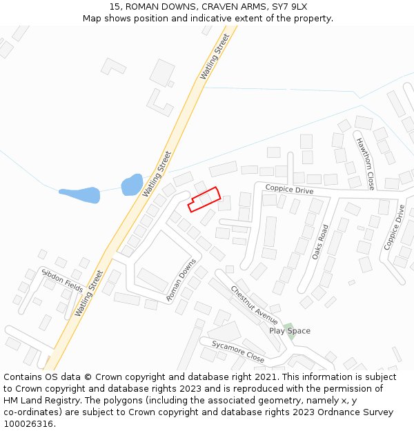 15, ROMAN DOWNS, CRAVEN ARMS, SY7 9LX: Location map and indicative extent of plot