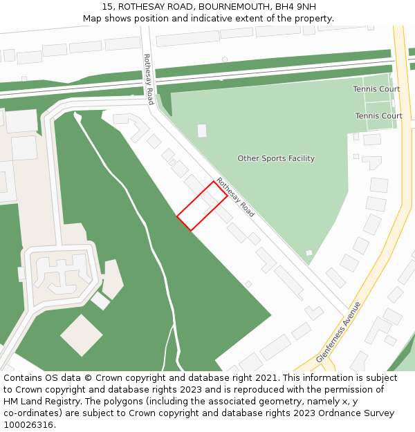 15, ROTHESAY ROAD, BOURNEMOUTH, BH4 9NH: Location map and indicative extent of plot