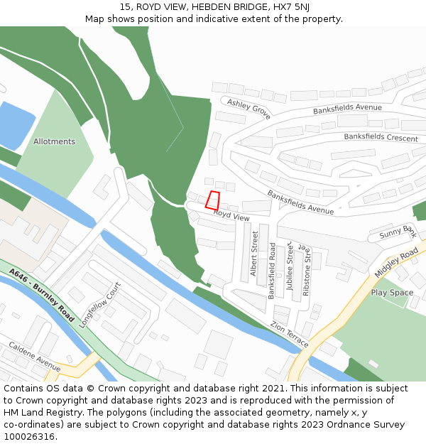 15, ROYD VIEW, HEBDEN BRIDGE, HX7 5NJ: Location map and indicative extent of plot
