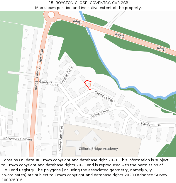 15, ROYSTON CLOSE, COVENTRY, CV3 2SR: Location map and indicative extent of plot