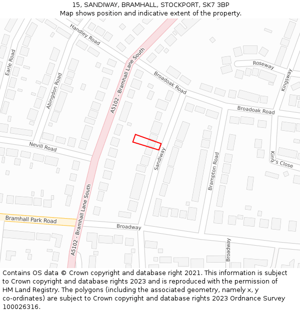 15, SANDIWAY, BRAMHALL, STOCKPORT, SK7 3BP: Location map and indicative extent of plot