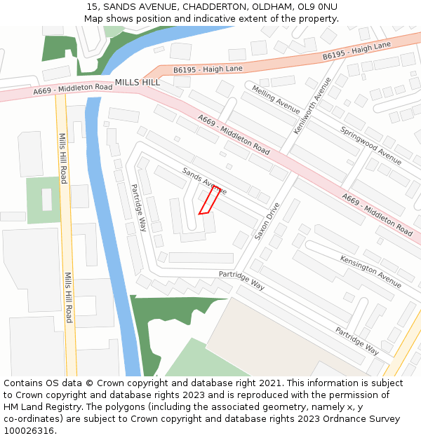 15, SANDS AVENUE, CHADDERTON, OLDHAM, OL9 0NU: Location map and indicative extent of plot