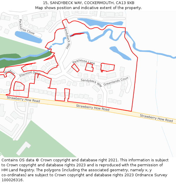 15, SANDYBECK WAY, COCKERMOUTH, CA13 9XB: Location map and indicative extent of plot