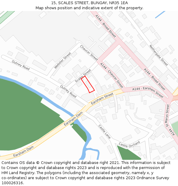 15, SCALES STREET, BUNGAY, NR35 1EA: Location map and indicative extent of plot