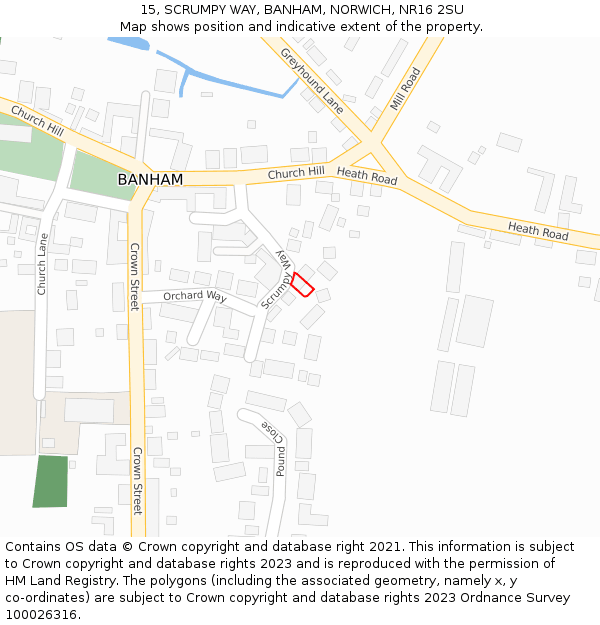 15, SCRUMPY WAY, BANHAM, NORWICH, NR16 2SU: Location map and indicative extent of plot