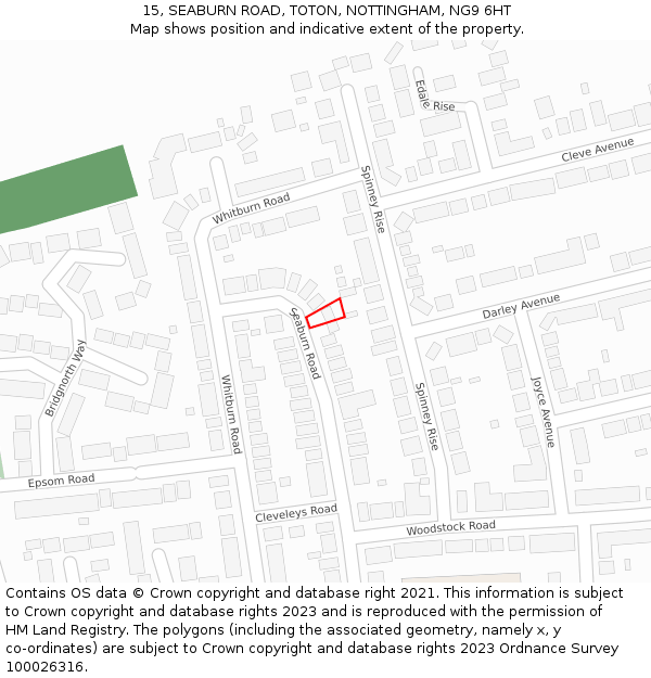 15, SEABURN ROAD, TOTON, NOTTINGHAM, NG9 6HT: Location map and indicative extent of plot