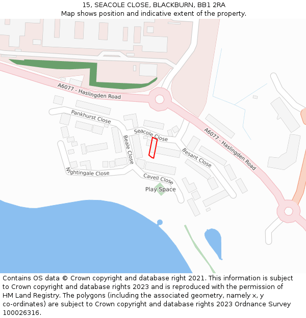 15, SEACOLE CLOSE, BLACKBURN, BB1 2RA: Location map and indicative extent of plot