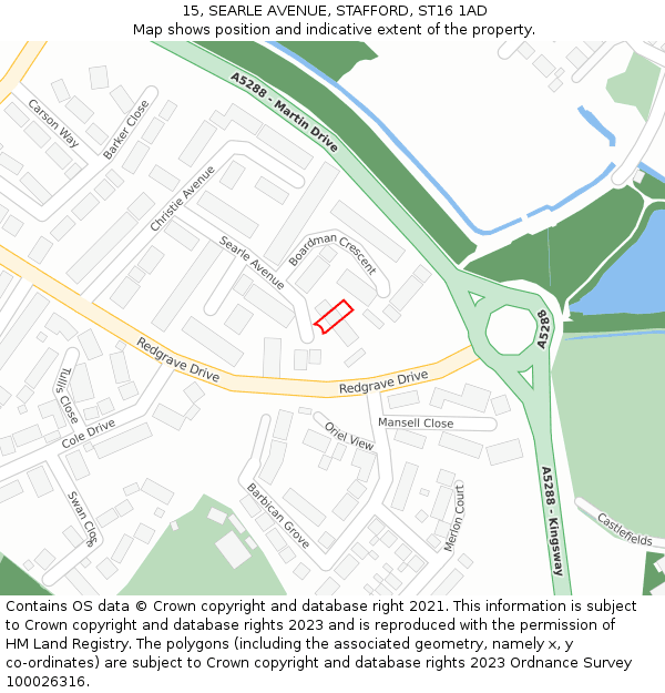 15, SEARLE AVENUE, STAFFORD, ST16 1AD: Location map and indicative extent of plot