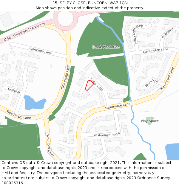 15, SELBY CLOSE, RUNCORN, WA7 1QN: Location map and indicative extent of plot