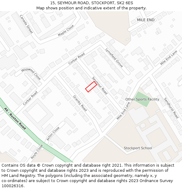 15, SEYMOUR ROAD, STOCKPORT, SK2 6ES: Location map and indicative extent of plot