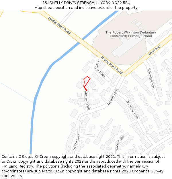 15, SHELLY DRIVE, STRENSALL, YORK, YO32 5RU: Location map and indicative extent of plot