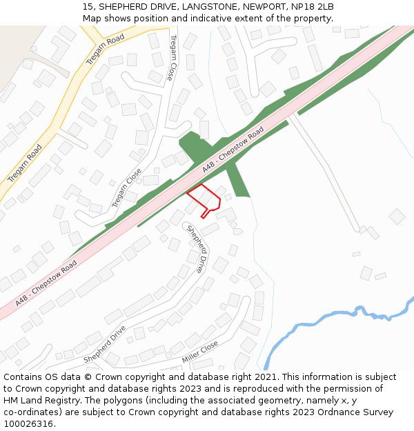 15, SHEPHERD DRIVE, LANGSTONE, NEWPORT, NP18 2LB: Location map and indicative extent of plot