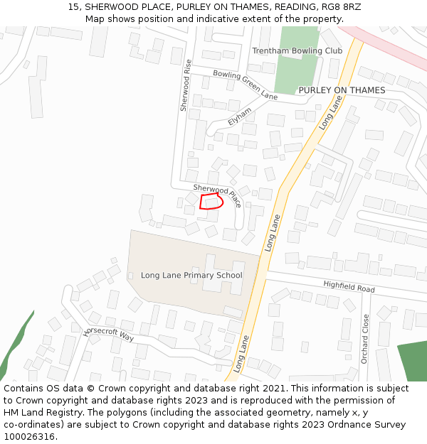 15, SHERWOOD PLACE, PURLEY ON THAMES, READING, RG8 8RZ: Location map and indicative extent of plot