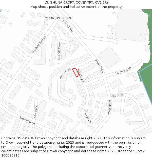 15, SHUNA CROFT, COVENTRY, CV2 2RY: Location map and indicative extent of plot