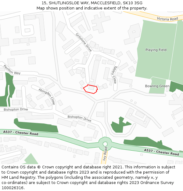 15, SHUTLINGSLOE WAY, MACCLESFIELD, SK10 3SG: Location map and indicative extent of plot