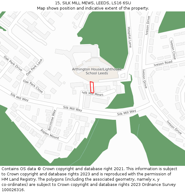 15, SILK MILL MEWS, LEEDS, LS16 6SU: Location map and indicative extent of plot