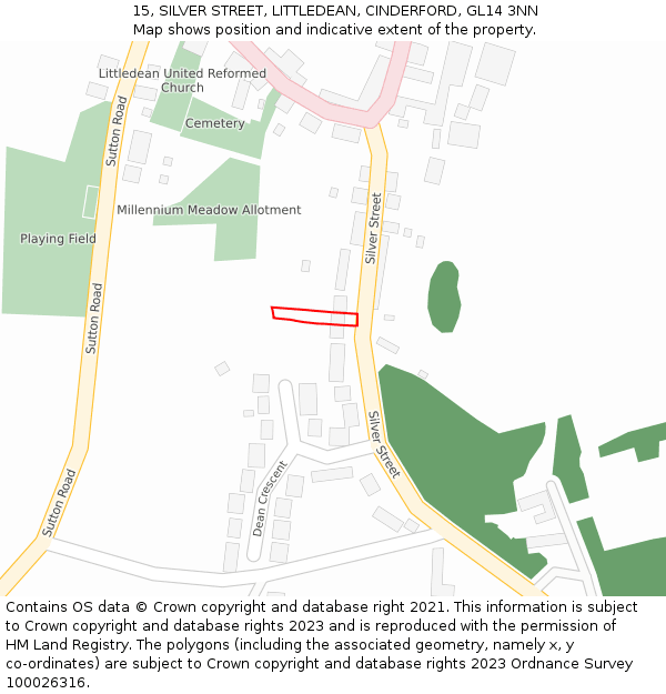 15, SILVER STREET, LITTLEDEAN, CINDERFORD, GL14 3NN: Location map and indicative extent of plot