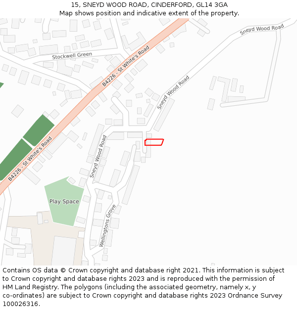 15, SNEYD WOOD ROAD, CINDERFORD, GL14 3GA: Location map and indicative extent of plot