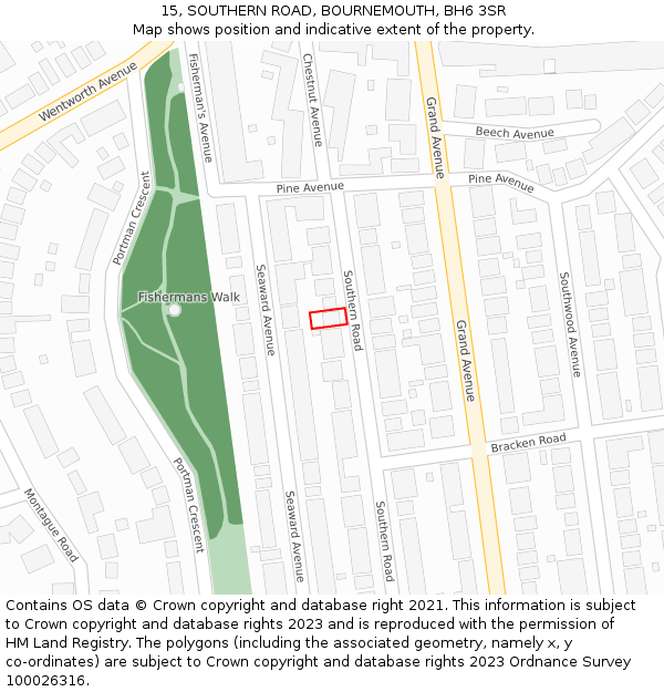 15, SOUTHERN ROAD, BOURNEMOUTH, BH6 3SR: Location map and indicative extent of plot