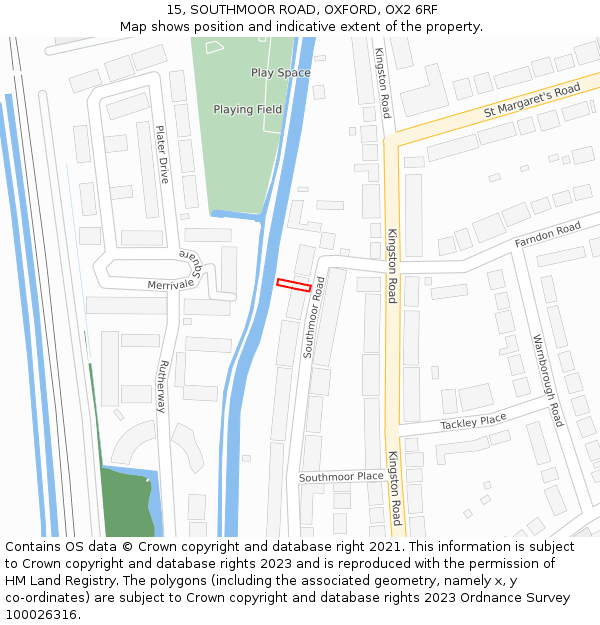 15, SOUTHMOOR ROAD, OXFORD, OX2 6RF: Location map and indicative extent of plot