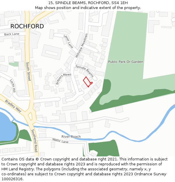 15, SPINDLE BEAMS, ROCHFORD, SS4 1EH: Location map and indicative extent of plot