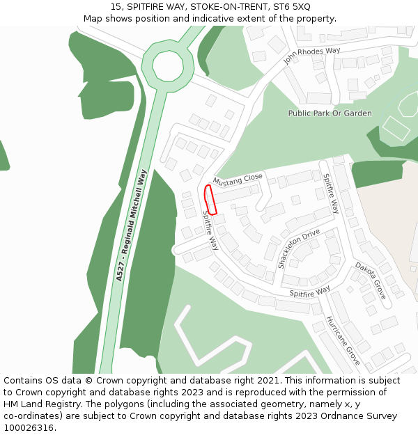 15, SPITFIRE WAY, STOKE-ON-TRENT, ST6 5XQ: Location map and indicative extent of plot